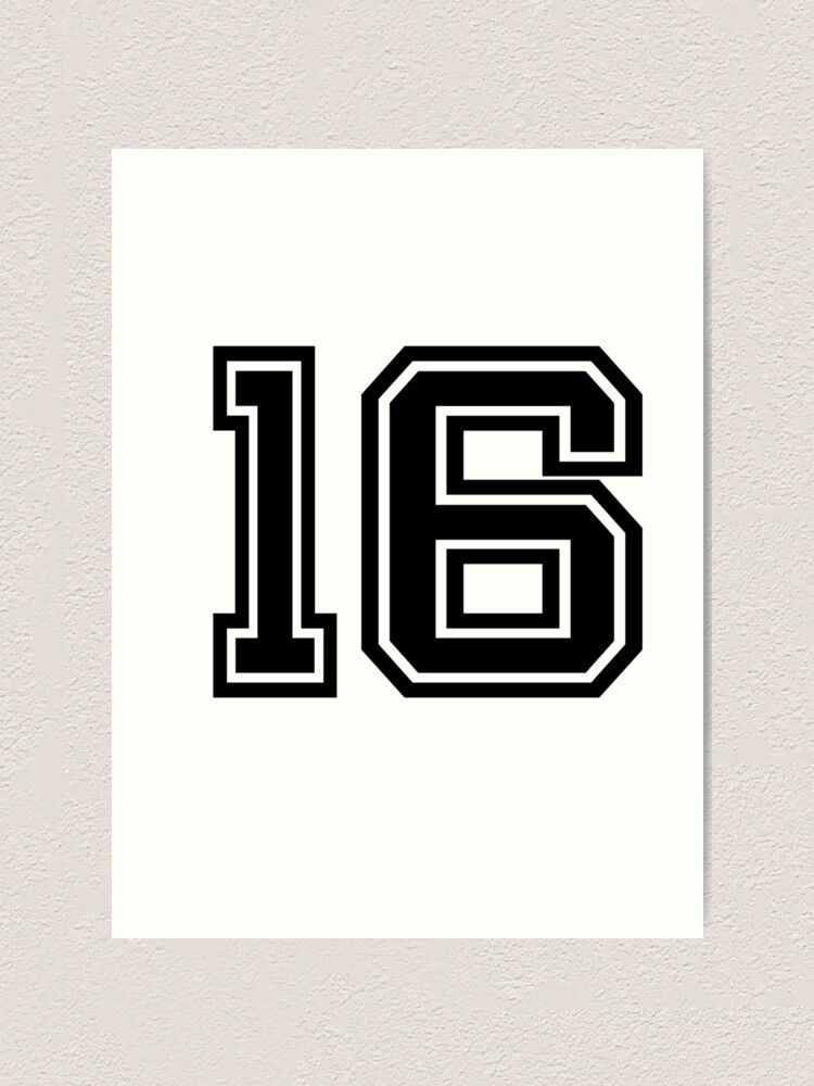"16 Team Sports Number 16 Sixteen Sport Shirt Competition Sixteenth Position Symbol" Art