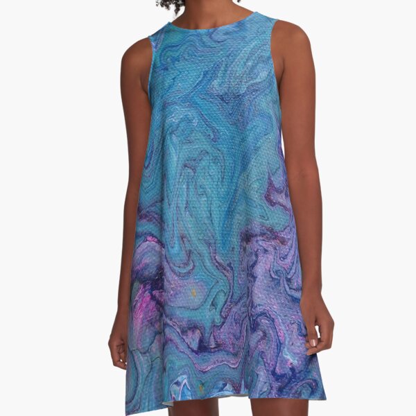 Blue N Purple Swirls A-Line Dress