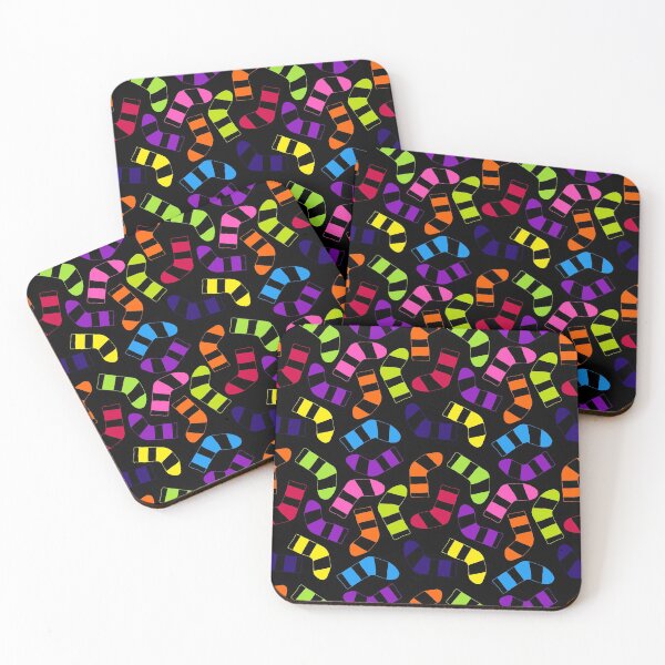 Item preview, Multicolored Socks in Pattern / Rainbow - Black Background designed and sold by wordznart.