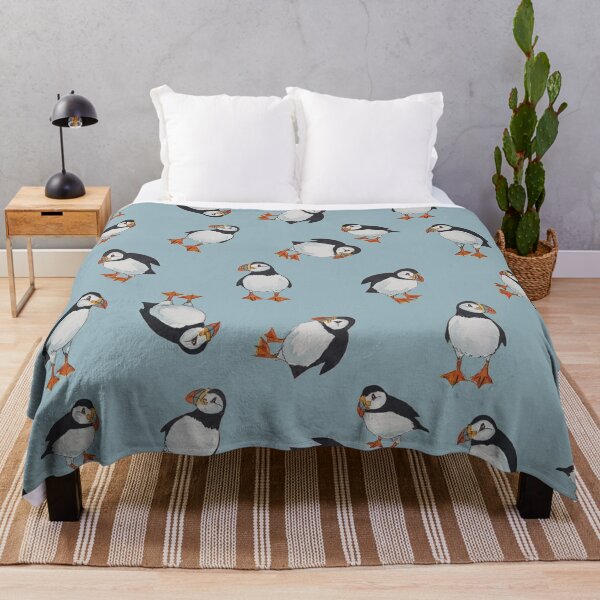 Perfectly Perfect Puffins! Throw Blanket