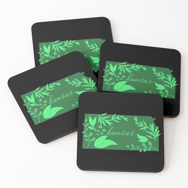 Item preview, Green Leaves Forest Garden State of Kansas black background designed and sold by Ella's  Doodles And Designs.