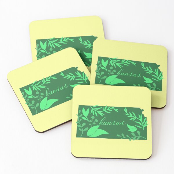 Item preview, Green Leaves Forest Garden State of Kansas yellow background designed and sold by Ella's  Doodles And Designs.