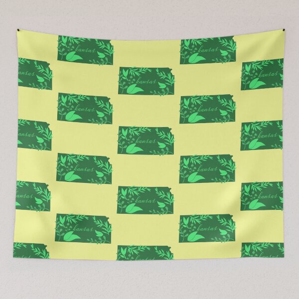 Item preview, Green Leaves Forest Garden State of Kansas yellow background designed and sold by Ella's  Doodles And Designs.