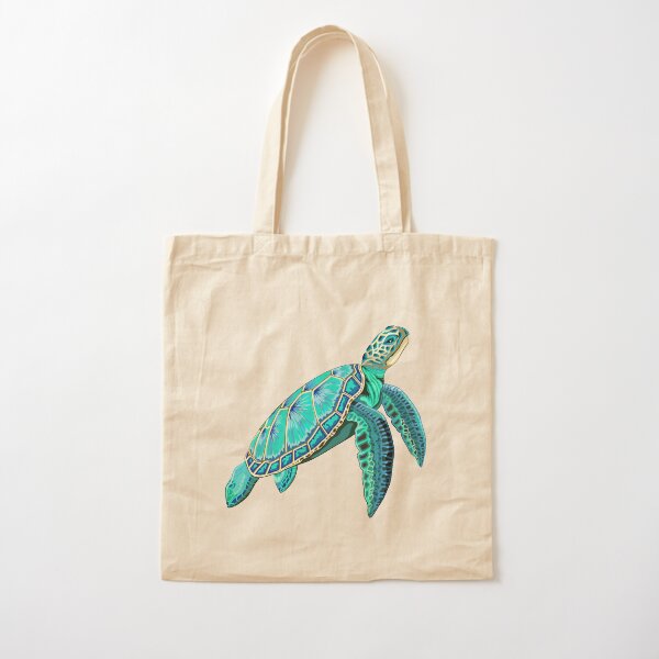Sea Turtle Turquoise Oceanlife Cotton Tote Bag