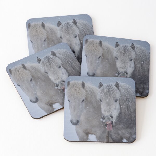 Item preview, Icelandic horses in the snow designed and sold by elisainiceland.
