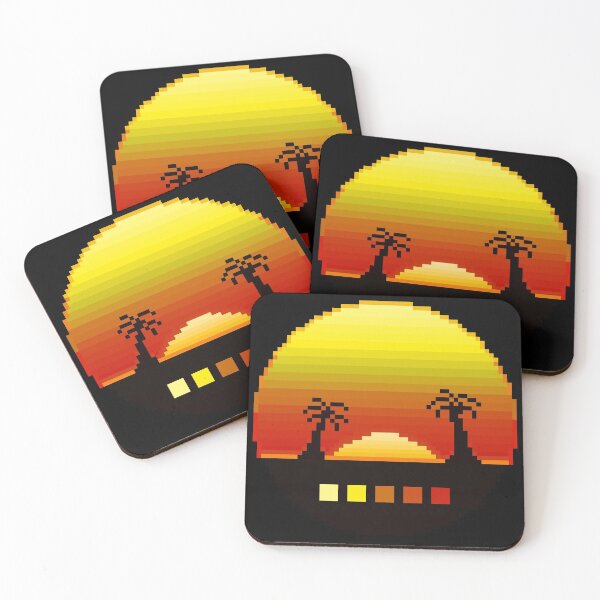 Item preview, Pixel Art 64bit Retro Miami Sunset with Palm Trees designed and sold by jadefyre.