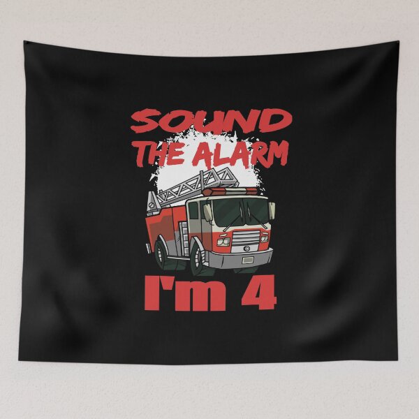 Item preview, Sound The Alarm I'm 4 - Firetruck Birthday design designed and sold by RedmonsDesigns.
