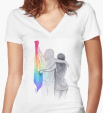 The Rainbow Flag: 'I would if I could… not yet, but soon.' Women's Fitted V-Neck T-Shirt