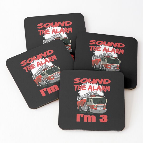 Item preview, Sound The Alarm I'm 3 - Firetruck Birthday print designed and sold by RedmonsDesigns.