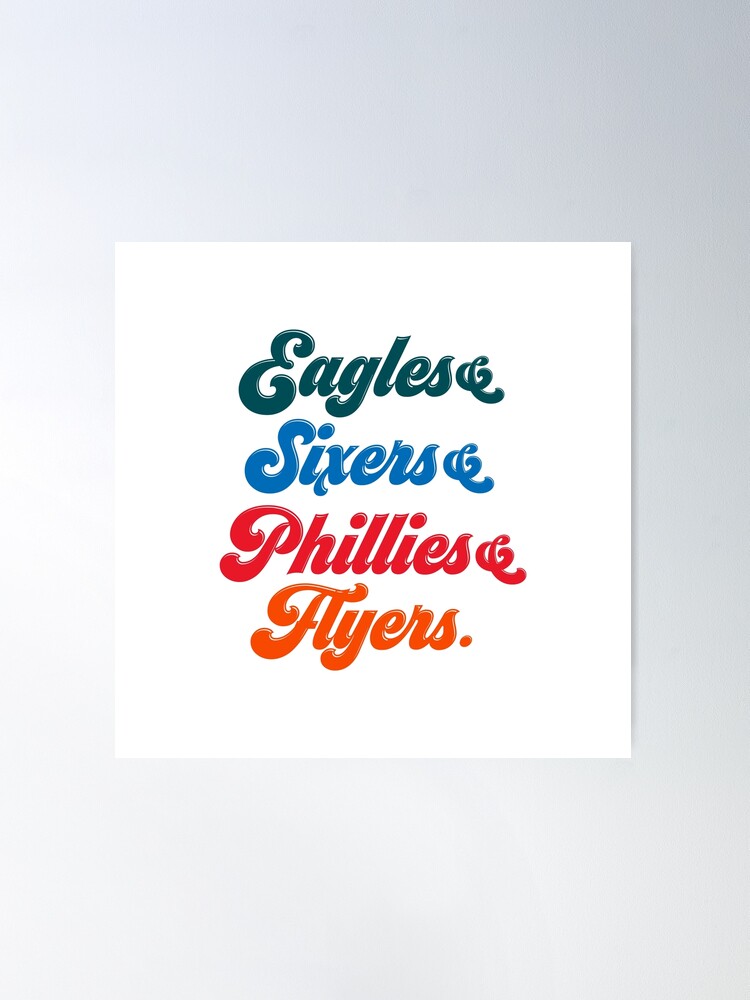 Philadelphia Sports Teams Poster, Philadelphia Eagles, Flyers, 76ers,  Phillies, gift