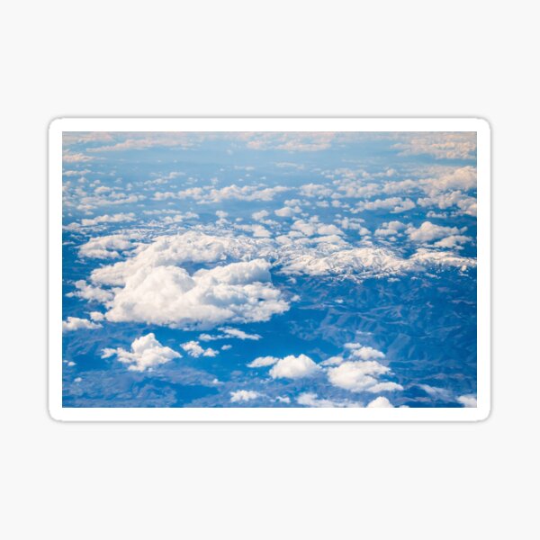 Flying Above Clouds - View on The Snowy Hills Sticker
