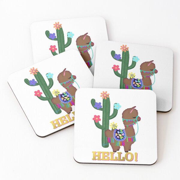 Item preview, Hello! Dark Brown Llama and Cactus | Cherie's Art(c)2020 designed and sold by CheriesArt.