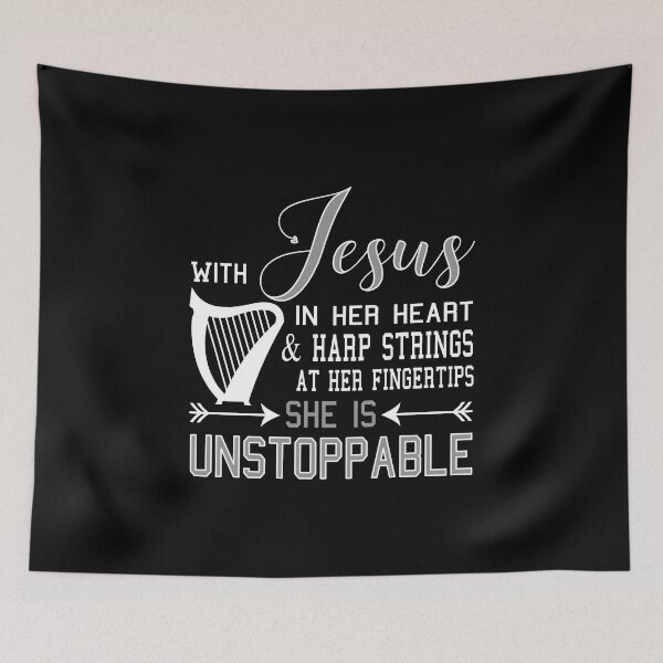 Item preview, WITH JESUS IN HER HEART & HARP STRINGS AT Fingertips design designed and sold by nikkidawn74.