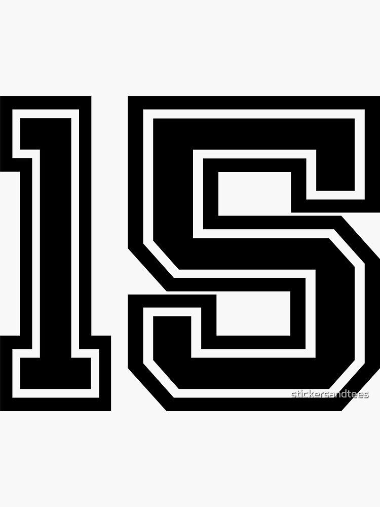 " Red Team Jersey Number 15 Sports Team Position FIFTEEN" Sticker