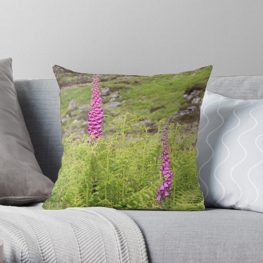 Foxgloves Throw Pillow
