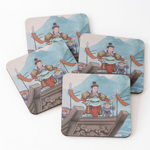 Item preview, Asian emperor on boat vintage Oriental art designed and sold by photoslot.