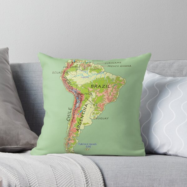 Item preview, South America detailed physical map topographic map of South America continent with Major Lakes and Rivers and country names designed and sold by mashmosh.