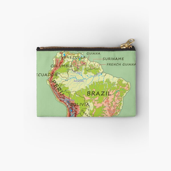 Item preview, South America detailed physical map topographic map of South America continent with Major Lakes and Rivers and country names designed and sold by mashmosh.