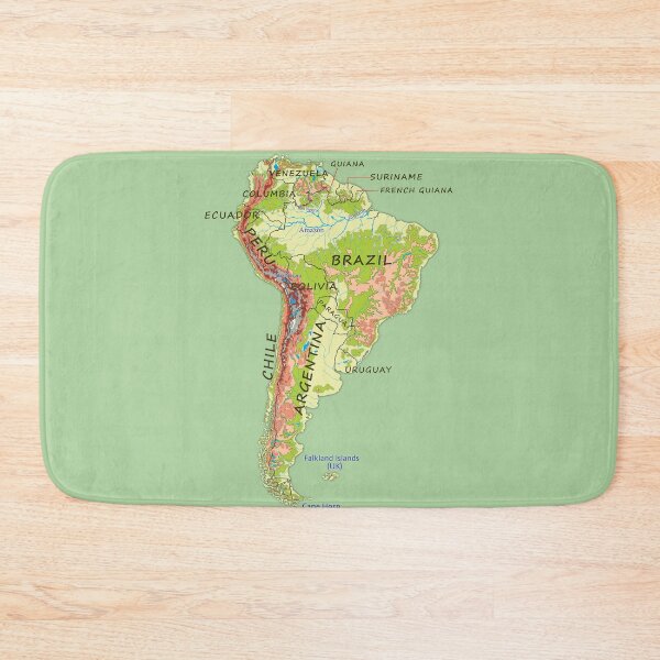 Item preview, South America detailed physical map topographic map of South America continent with Major Lakes and Rivers and country names designed and sold by mashmosh.