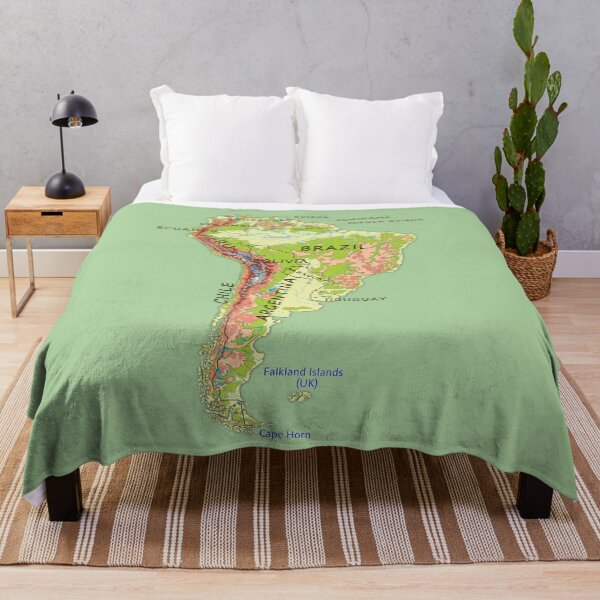Item preview, South America detailed physical map topographic map of South America continent with Major Lakes and Rivers and country names designed and sold by mashmosh.