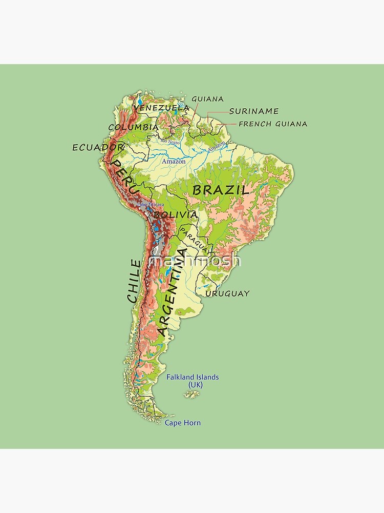 Posavasos Lote De 4 América Del Sur Mapa Físico Detallado Mapa Topográfico Del Continente De 2508