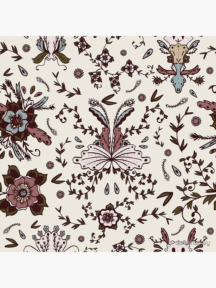 "Rustic Blush Vintage Floral HandDrawn Print" Poster by damarisgray