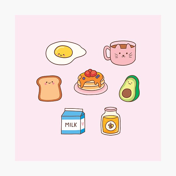 Breakfast Buddies Print Cute Kitchen Artwork Kawaii Food Print