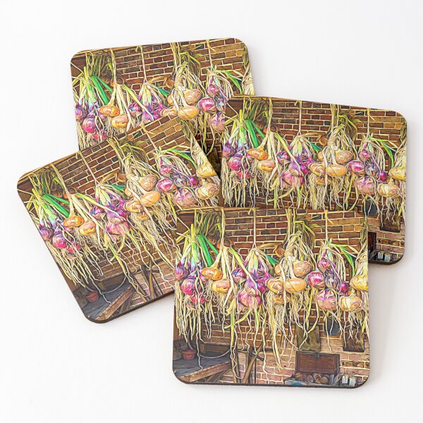 Item preview, Onions. Strings of Multicoloured Onions Hanging and Drying in an Old Shed in an Expressionism Style designed and sold by RW Jemmett.