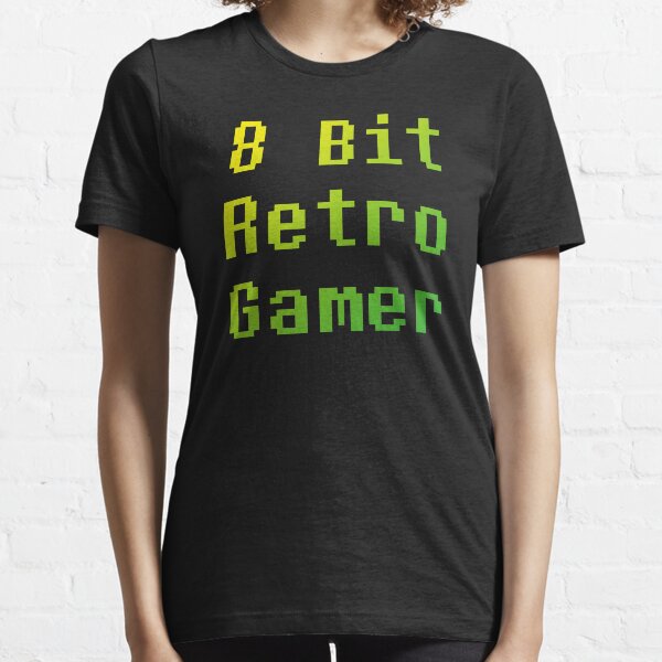8 Bit Retro Gamer (Vintage Text Quote • Green Yellow) Essential T-Shirt