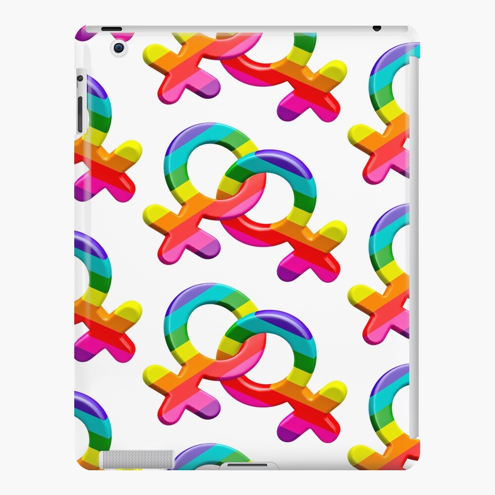 Lesbian Couple And Marriage Symbol With The Rainbow Colors Of The