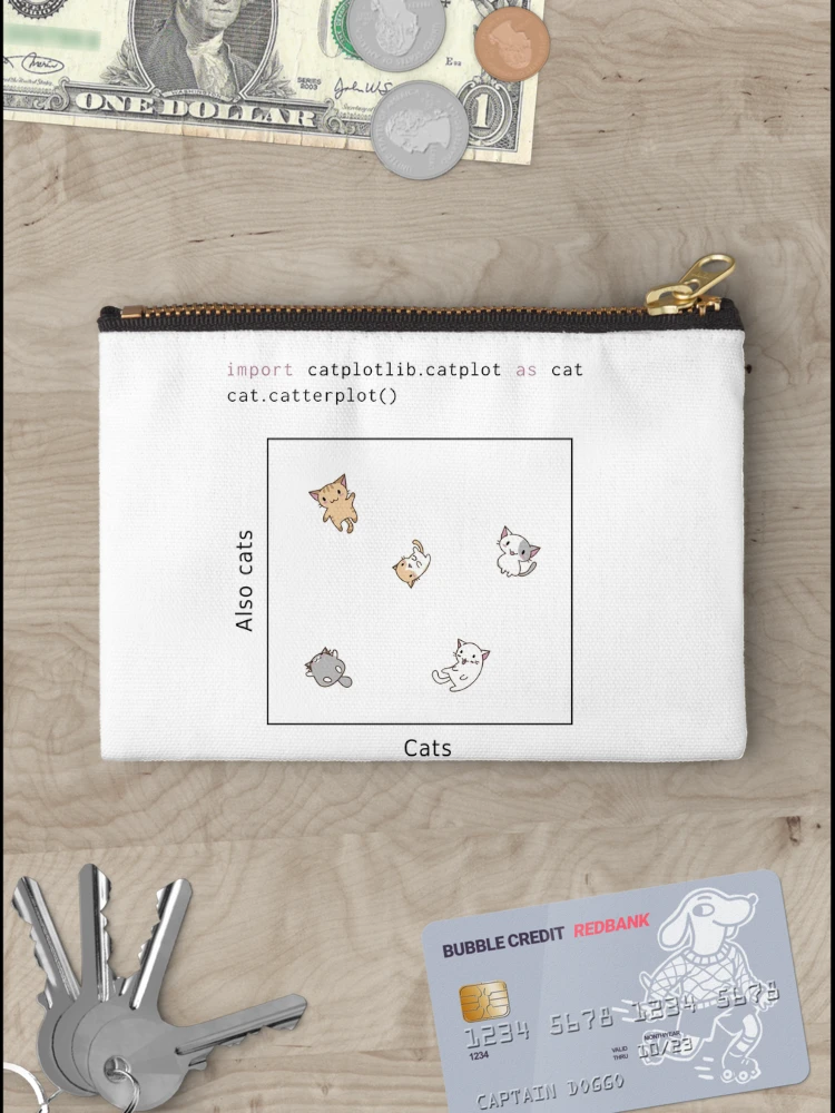 Thumbnail 3 of 4, Zipper Pouch, import catplotlib.catplot as cat (light theme) designed and sold by visualizards.