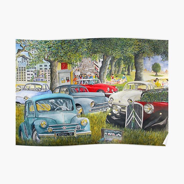 old french vehicles, 4 CV, ds, traction, old cars, french cars, nice cars Poster
