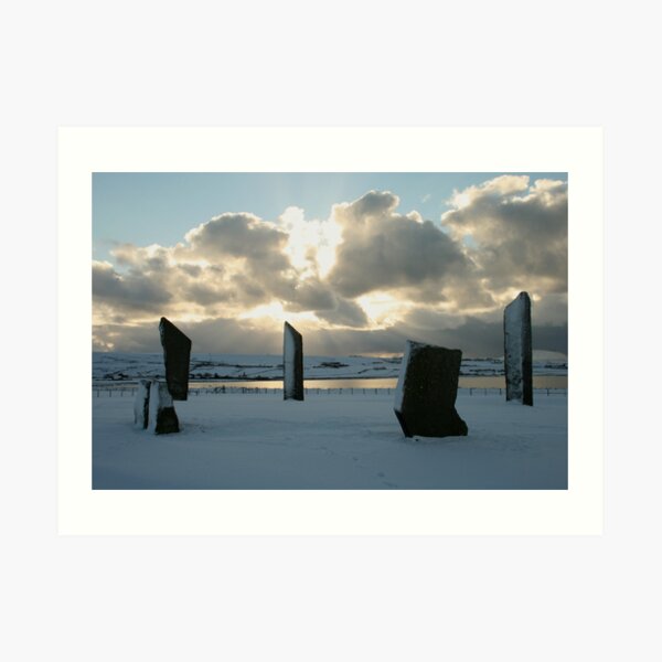 Stenness in snow Art Print