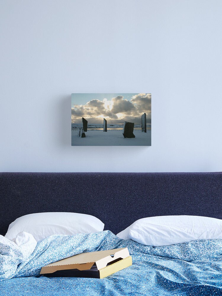 Thumbnail 2 of 3, Canvas Print, Stenness in snow designed and sold by orcadia.
