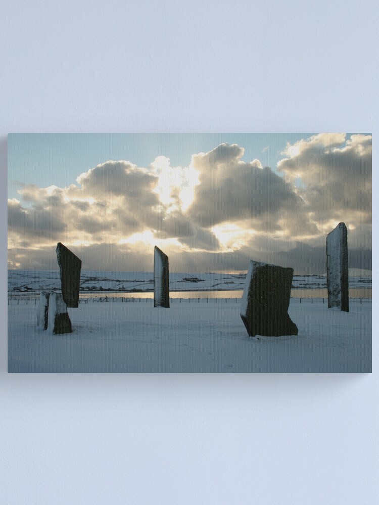 Thumbnail 1 of 3, Canvas Print, Stenness in snow designed and sold by orcadia.