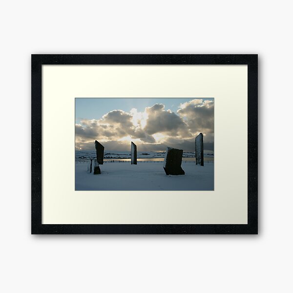Stenness in snow Framed Art Print
