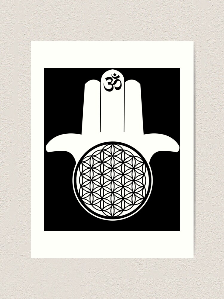 Hamsa Hand Blume Des Lebens Om Symbol Spirituell Art Print By Luminorb Redbubble