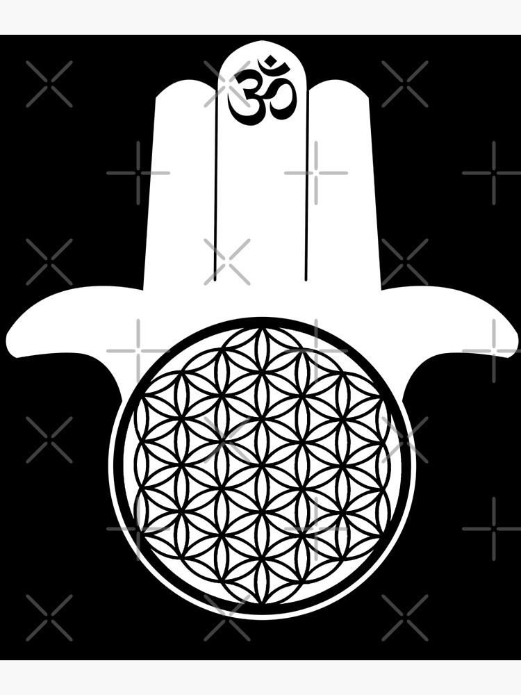 Hamsa Hand Blume Des Lebens Om Symbol Spirituell Postcard By Luminorb Redbubble