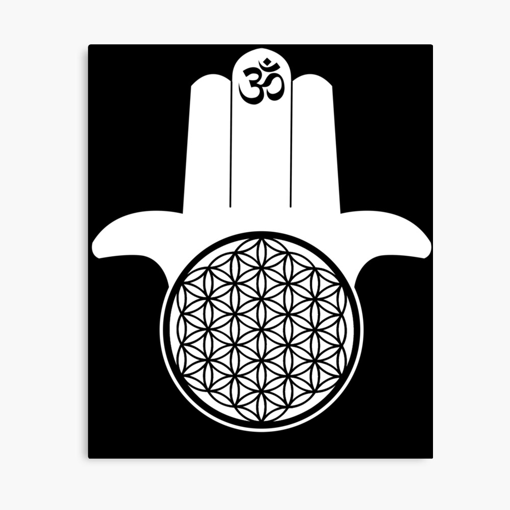 Hamsa Hand Blume Des Lebens Om Symbol Spirituell Poster By Luminorb Redbubble