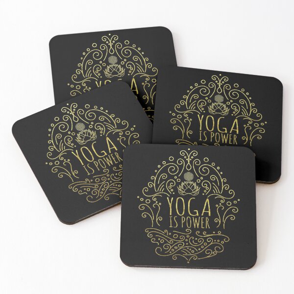 Item preview, Yoga is power saying with gold ornaments designed and sold by LuminOrb.