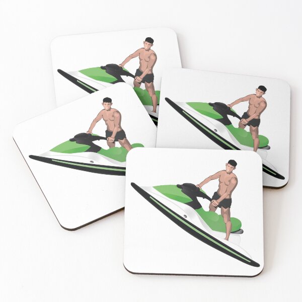 Item preview, young man on a green jet ski designed and sold by Magazin-Brenda.