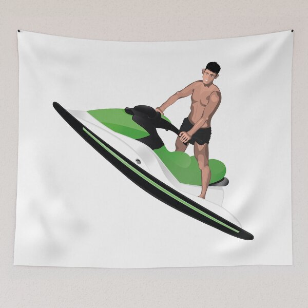 Item preview, young man on a green jet ski designed and sold by Magazin-Brenda.