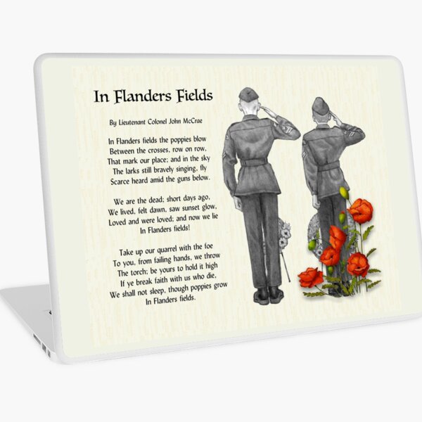 In Flanders Fields Poem Wall Art Watercolour Poppies 