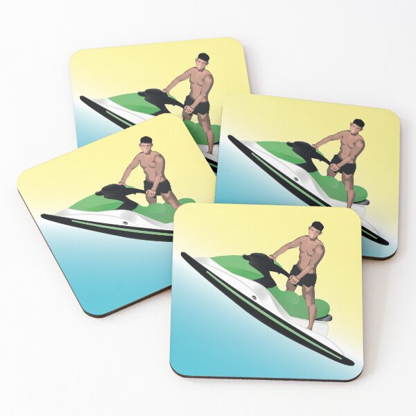 Item preview, young man on a green jet ski designed and sold by Magazin-Brenda.