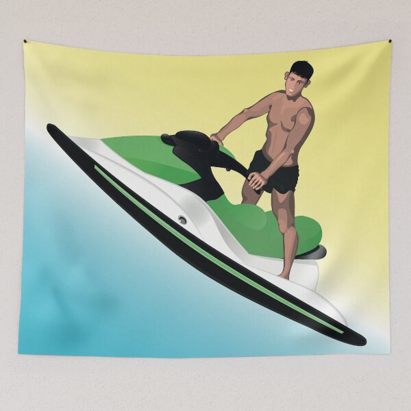 Item preview, young man on a green jet ski designed and sold by Magazin-Brenda.