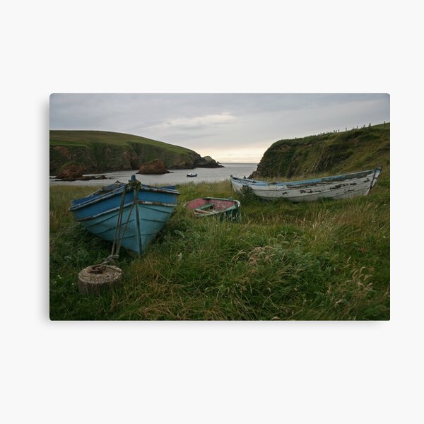 Boat nousts, Spiggie Canvas Print