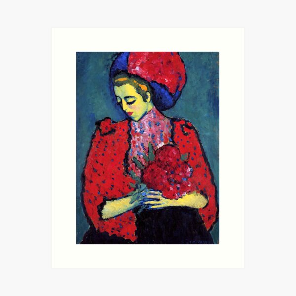 Item preview, Alexej von Jawlensky "Young girl with peonies" 1909 designed and sold by Alexandra Dahl.
