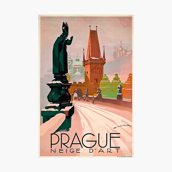 Item preview, Prague vintage travel poster designed and sold by stickart-marek.