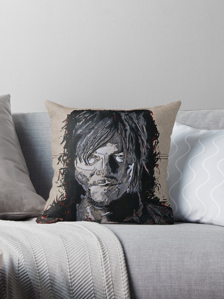 Daryl Dixon The Walking Dead Throw Pillow By Tevamana Redbubble