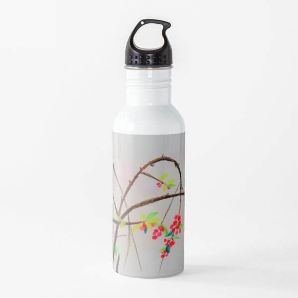 Berry Branch - Oil Pastel Drawing Water Bottle